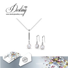 Destiny Jewellery Crystal From Swarovski Hanging Pearls Set Pendant and Earrings